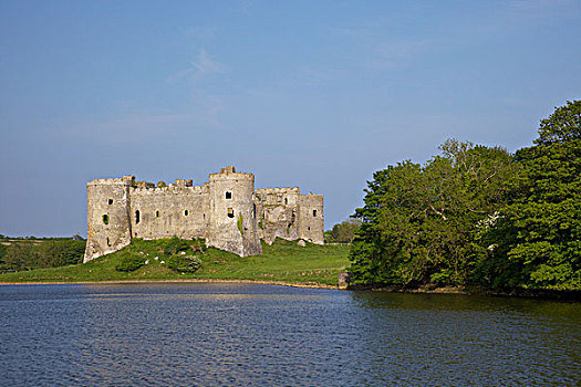 城堡,河边,彭布鲁克郡,海岸,国家公园,威尔士
