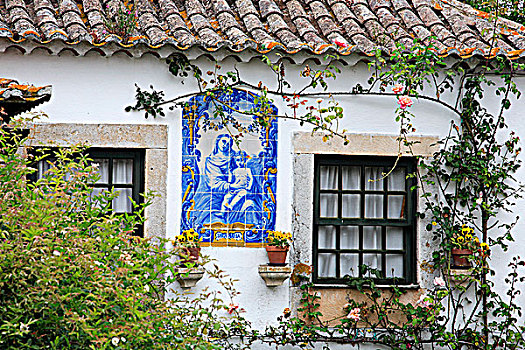 葡萄牙,奥比都斯,特色,建筑细节,陶瓷,砖瓦