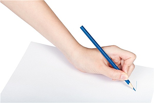 手,颜料,蓝色,铅笔,纸张