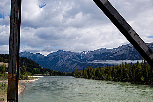 阿萨巴斯卡河,桥,碧玉国家公园,艾伯塔省,加拿大