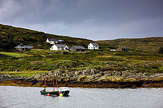 岛,苏格兰,帆船,沿岸,住所