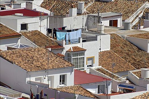 屋顶,白色,乡村,奥维拉,安达卢西亚,西班牙,欧洲