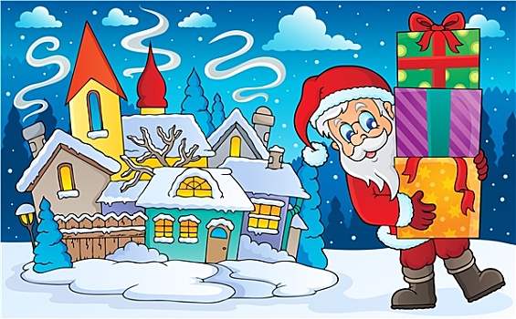 圣诞老人,礼物,冬天,风景