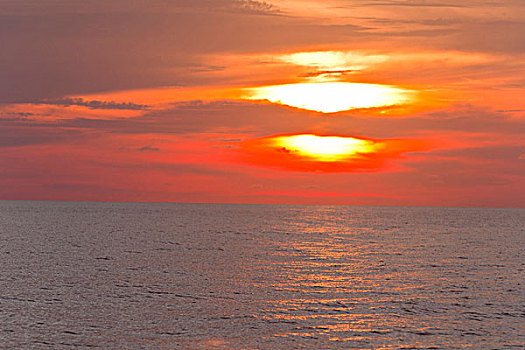 加勒比,日落,海上