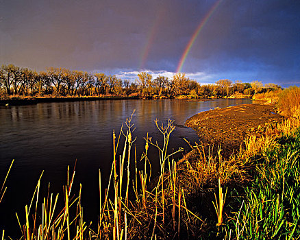 一对,彩虹,高处,内布拉斯加州,美国