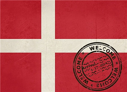 欢迎,丹麦,旗帜,护照