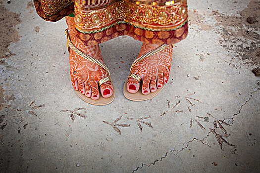 赤脚,装饰,印度手绘,旁遮普,印度