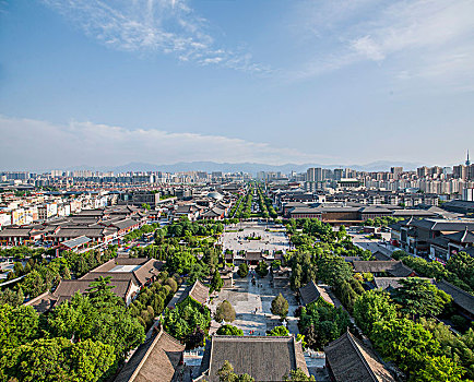 陕西省西安大雁塔,西安大慈恩寺佛塔,上看西安古城四方