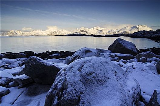 冬季风景,罗弗敦群岛,挪威,欧洲