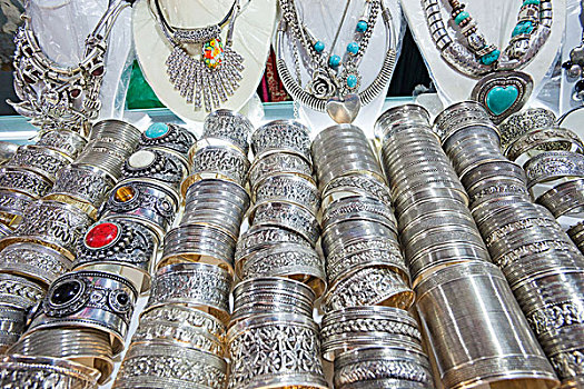 柬埔寨,收获,老,市场,银,饰品,展示