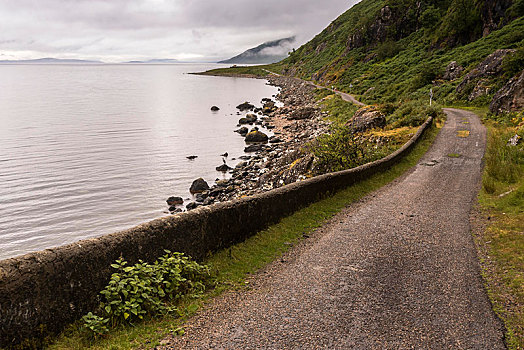 特色,风景,沿岸,道路,茂尔岛,内赫布里底群岛,苏格兰,英国