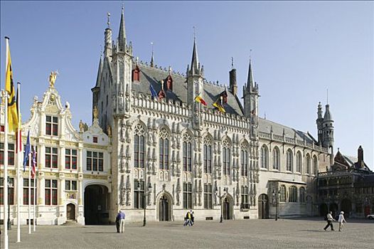 市政厅,城堡,布鲁日,佛兰德斯,比利时,欧洲