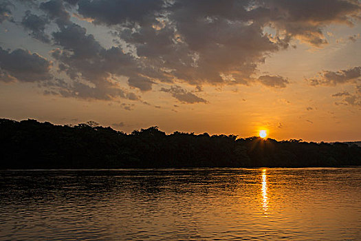 中非共和国,河,日落,上方