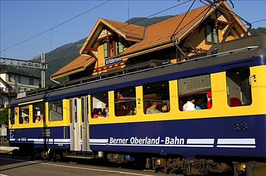 列车,伯恩高地,车站,靠近,格林德威尔,瑞士