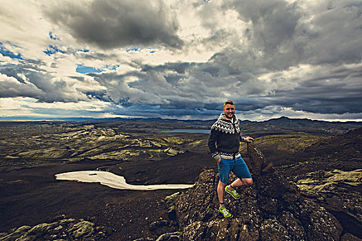 男人,远足,冰岛