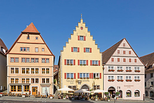 房子,市场,广场,历史,中心,罗腾堡,中间,弗兰克尼亚,巴伐利亚,德国,欧洲