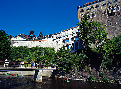 城堡,桥,克鲁姆洛夫,伏尔塔瓦河,捷克共和国