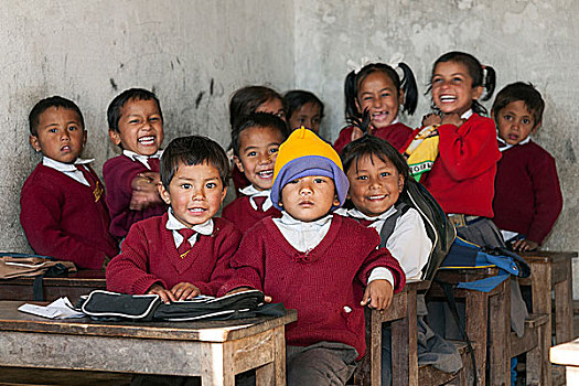 尼泊尔人,孩子,班级,尼泊尔,亚洲