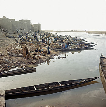 堆放,岩盐,运输,旁侧,尼日尔河,杰内
