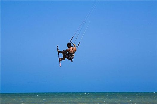 后视图,一个,男人,风筝冲浪,海滩,基韦斯特,佛罗里达,美国