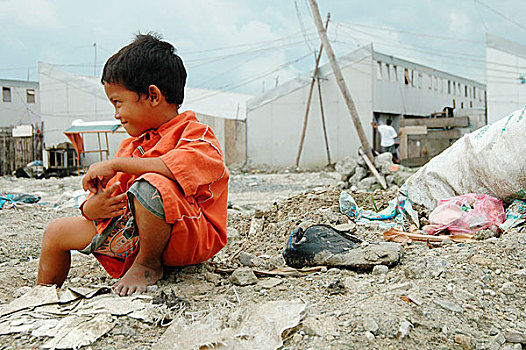 孩子,微笑,朋友,贫民窟,区域,靠近,北方,馅饼,马尼拉,菲律宾,八月,2006年