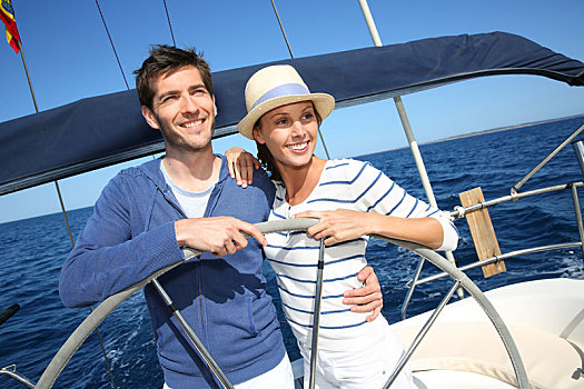 幸福伴侣,享受,旅途,帆船