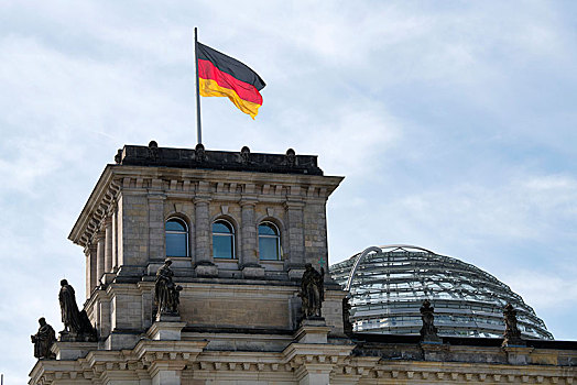 旗帜,德国国会大厦,建筑,德国,议会,政府,地区,柏林,欧洲