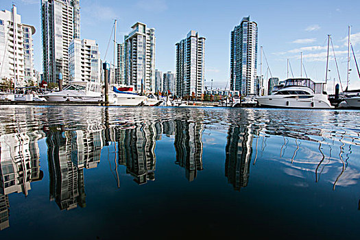 码头,摩天大楼,温哥华,加拿大