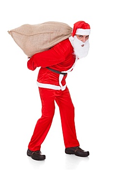 圣诞老人,袋,肩上