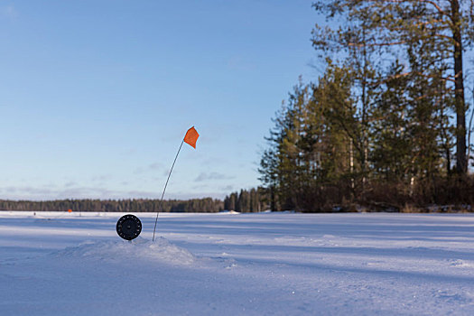 芬兰,区域,设备,捕鱼,冬天