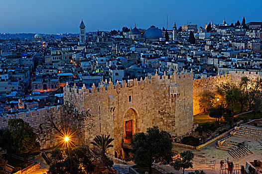 大马士革,大门,城墙,黃昏,老城,耶路撒冷,客人,房子,以色列,中东