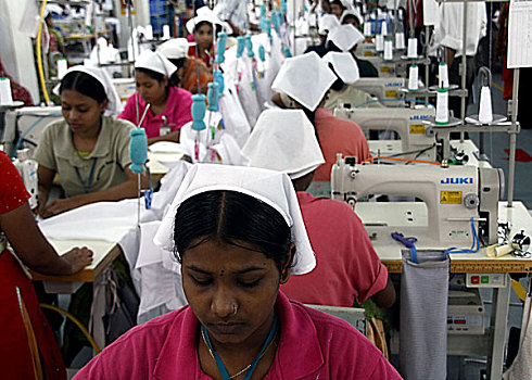 女性,工人,衣服,工厂,出口贸易,处理,孟加拉,十一月,2008年,开始,就绪,国际,市场