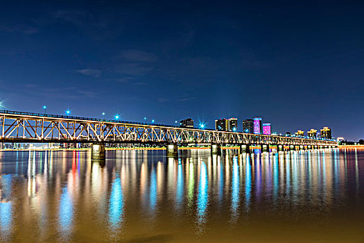 杭州钱塘江夜景钱塘江大桥