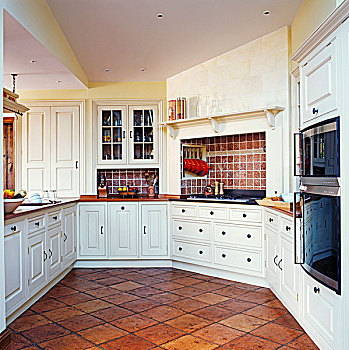 白色,合适,厨房,赤陶,砖瓦
