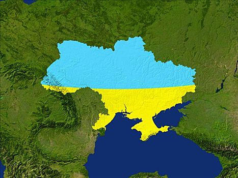 卫星图,乌克兰,旗帜,遮盖