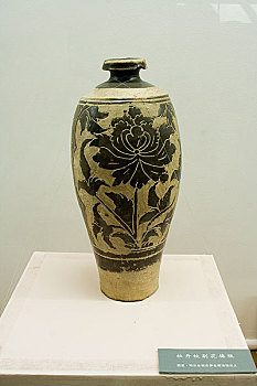 内蒙古博物馆陈列西夏牡丹纹剔花梅瓶