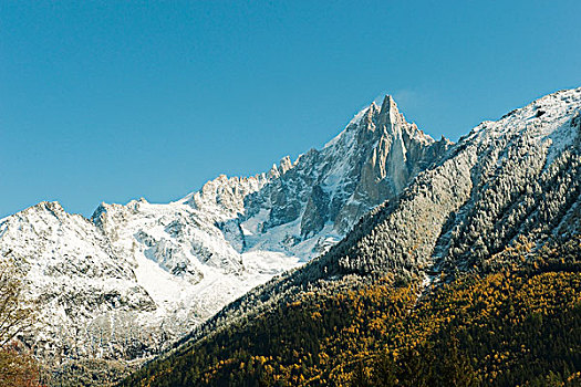 积雪,山脉,树林,秋天,色调