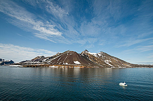 挪威,斯瓦尔巴群岛,斯匹次卑尔根岛,崎岖,结冰,风景,海岸