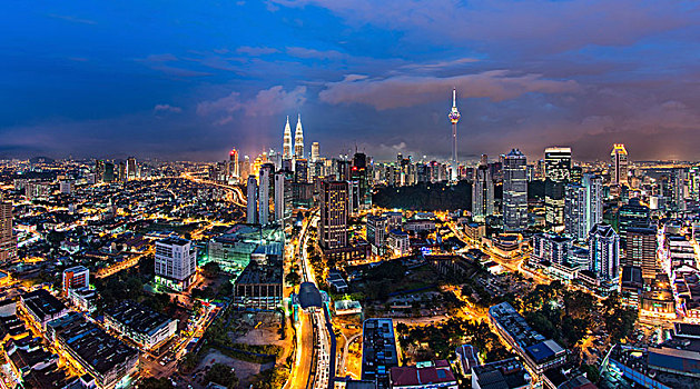 城市,吉隆坡,马来西亚,黄昏,光亮,双子塔,信号塔,远景