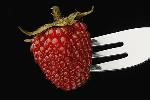 特写,草莓,叉子