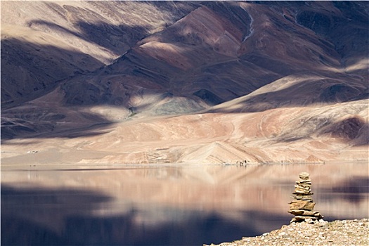 高山湖,山,背景,思考,湖