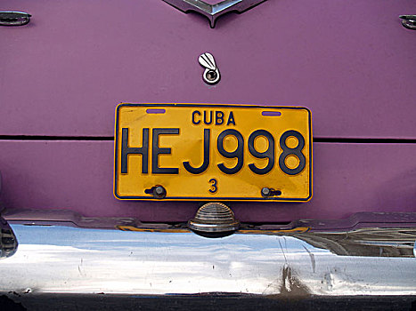 古巴,牌照,盘子,老爷车,哈瓦那,加勒比,大安的列斯群岛