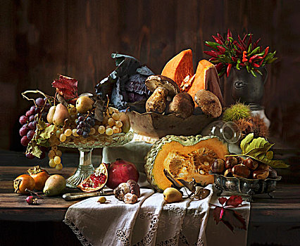 秋天,安放,蔬菜,蘑菇,水果