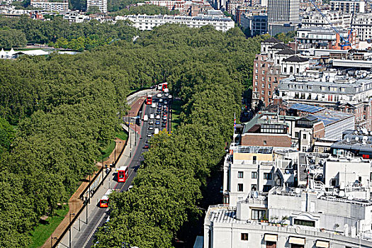 俯视图,交通,公园,道路,分开,海德公园,伦敦,英国
