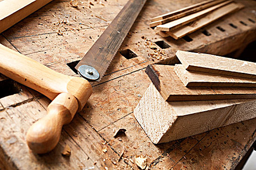 木质,锯,工作台,木料,细条