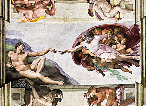 天花板,描绘,西斯廷教堂,梵蒂冈博物馆,梵蒂冈城,世界遗产,罗马,拉齐奥,意大利,欧洲