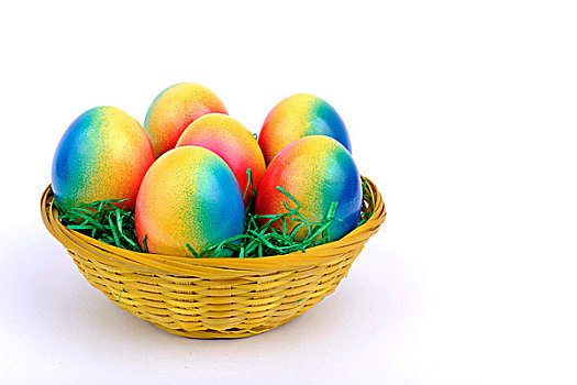 彩色,复活节,篮子,染,蛋