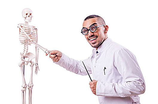 有趣,博士,骨骼,隔绝,白色背景