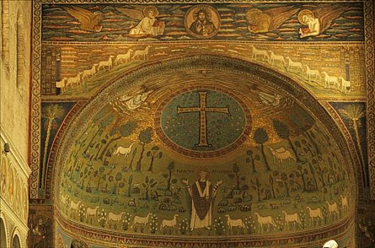 教堂,早,基督教,镶嵌图案,拉文纳,艾米利亚-罗马涅大区,意大利,6世纪