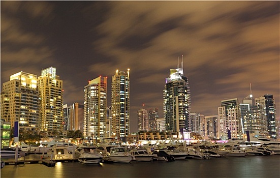 迪拜,码头,夜晚,阿联酋